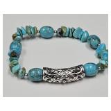 Sterling Silver & Turquoise Stretch JTV Bracelet
