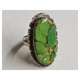 JTV Sterling Green Turqoise Ring Sz 6