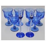 Fostoria Cobalt Argus Blue Goblets & Candleholders