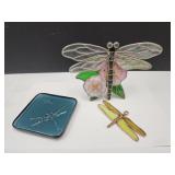 Stained Glass Dragon Flies, Candle Holder +