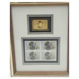 Framed 4 $5 Duck Stamps +1 Gold Plate