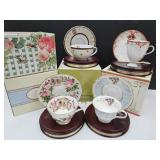 4 Honor Society Tea Cup & Saucers w/Display