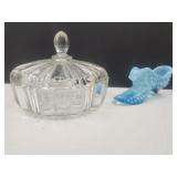Fenton Hobnail shoe w Glass Covered Cany Dish