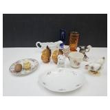 Glass Lot, Rooster Shakers, Cobalt Vase, Indiana +