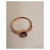 Rose Gold & Garnet Ring Sz 7.5