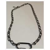 Hematite Necklace w White TopazAccents