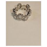 Sterling Silver & Moissanite Ring Sz 7.5