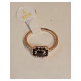 10K Rose Gold Over Jewelers Bronze Black Sapphire