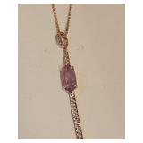 Rose Gold Over Jewelers Bronze Amethyst Necklace