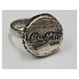 925 Sterling Coca Cola Bottle Cap  SZ 5.5 Ring