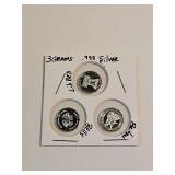 3 Grams .999 Silver Liberty Bell, Brita, Bells