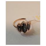 10K Rose Gold Over Jewelers Bronze Black Sapphire