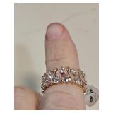 10K Rose Gold Over Silver Pink Sapphire Ring Sz 8