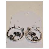 Mushroom Hoop Earrings Stainless Steel