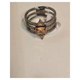 Hematite & Citrine Ring Sz 7