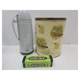 Schwanns Tin, Thermos, Wrigleys Tin