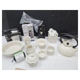 Nice Starter Set Electric NEW Can Opener, Tea Pot+