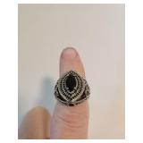 New 925 Silver Onyx Stone Ring Sz 9