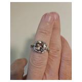 New 925 Silver Pink Stone Ring Sz 8