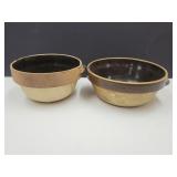 2 Crock Bowls & 8 1/2' & 10' wide