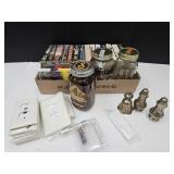 Paper Back Books & Jars, Shakers, Elec. Plates