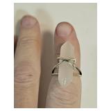 Double Terminated Milky Quartz Ring Sz 7.5