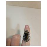 925 Silver Tiger's Eye Ring Sz 9.5