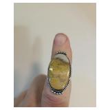925 Silver Agate Ring Adj.