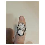 925 Silver White Turquoise Ring Adj.