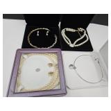 4 Costume Jewelry Necklaces w/Cases