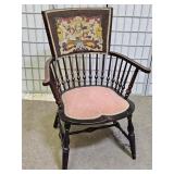 Antique Armed Chair w Needlepoint