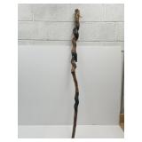 Natural Wood W Brass Accents Walking Stick 53'