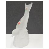 Hand Painted Frosted Glass Bird 8.5' h