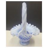 Fenton Swirl Hobnail Glass Basket  4.5' wide