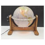 Light Up SunLit World Electric Globe w Wood Stand
