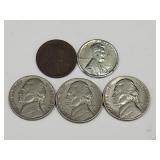 Wheat Pennies & Early Jefferson Nickel Coins