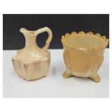 Cruet w Chip & Chocolate Slag Footed Bowl  4 3/4'