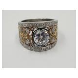 JTV White CZ 14KGoldOver Sterling Silver Ring Sz10