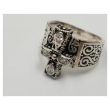 JTV Cross Band Ring Sterling Silver SZ9