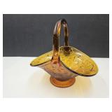 LG Amber Tiara Initials TJ  Glass Basket  11.5 '