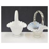 Fenton Opalescent & Milk Glass Baskets 4.5' wide