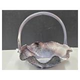 Beautiful Fenton Slag Glass Basket 10' wide