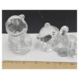 2 Clear Glass Bears  1 Has Nic