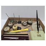 Vintage Office Counter Bells, Pin & Letter Holders