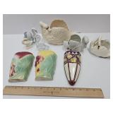 Wall Pockets, Swan Planters, w/Tooth Picker+