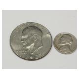 1977 Ike Dollar & 1948 Jefferson Nickel