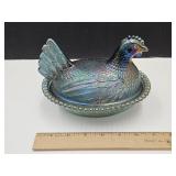 Vintage 7' L Carnival Glass Hen on a Nest