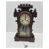 Antique Waterbury Mantle Clock w Key Working