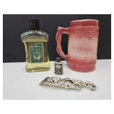 Budweiser Beer Mug, Woodbury Cologne, Bottle Open+