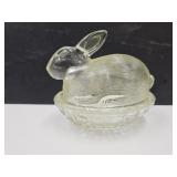 Vintage Glass Bunny On Nest 4.5'